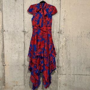 Alice + Olivia Floral Ilia Tiered Fit Flare Ruffle Maxi Dress Wedding *READ*